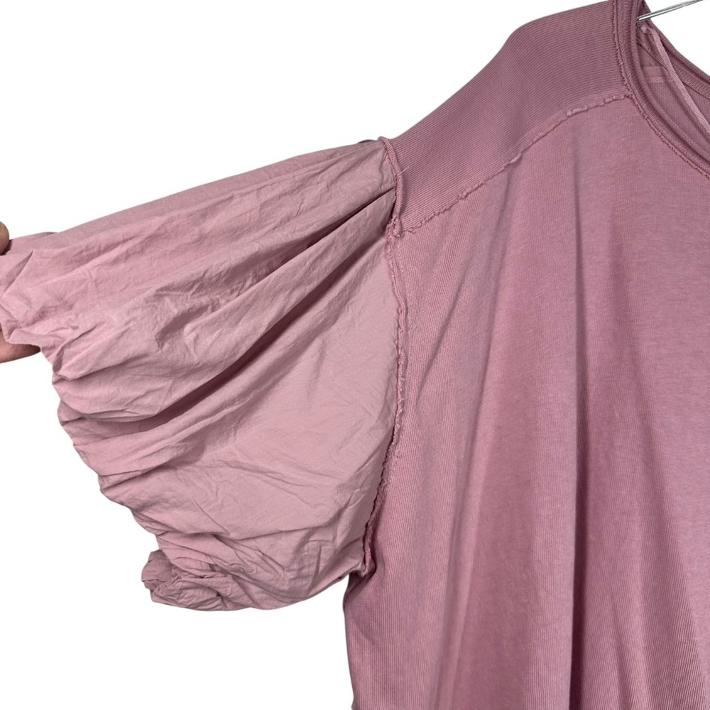 WE THE FREE Blossom Tee in Mauve Oversized Tee with Balloon Short Sleeve Medium - Picture 6 of 14